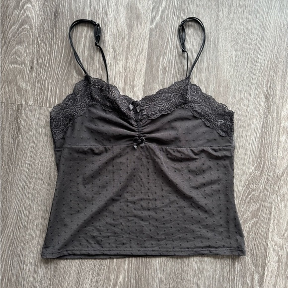 Y2K Black Lace Lingerie Bow Cami size Large *Runs Small - Picture 7 of 8